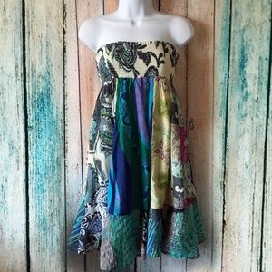 Casual Strapless Sun Dress - BLUE